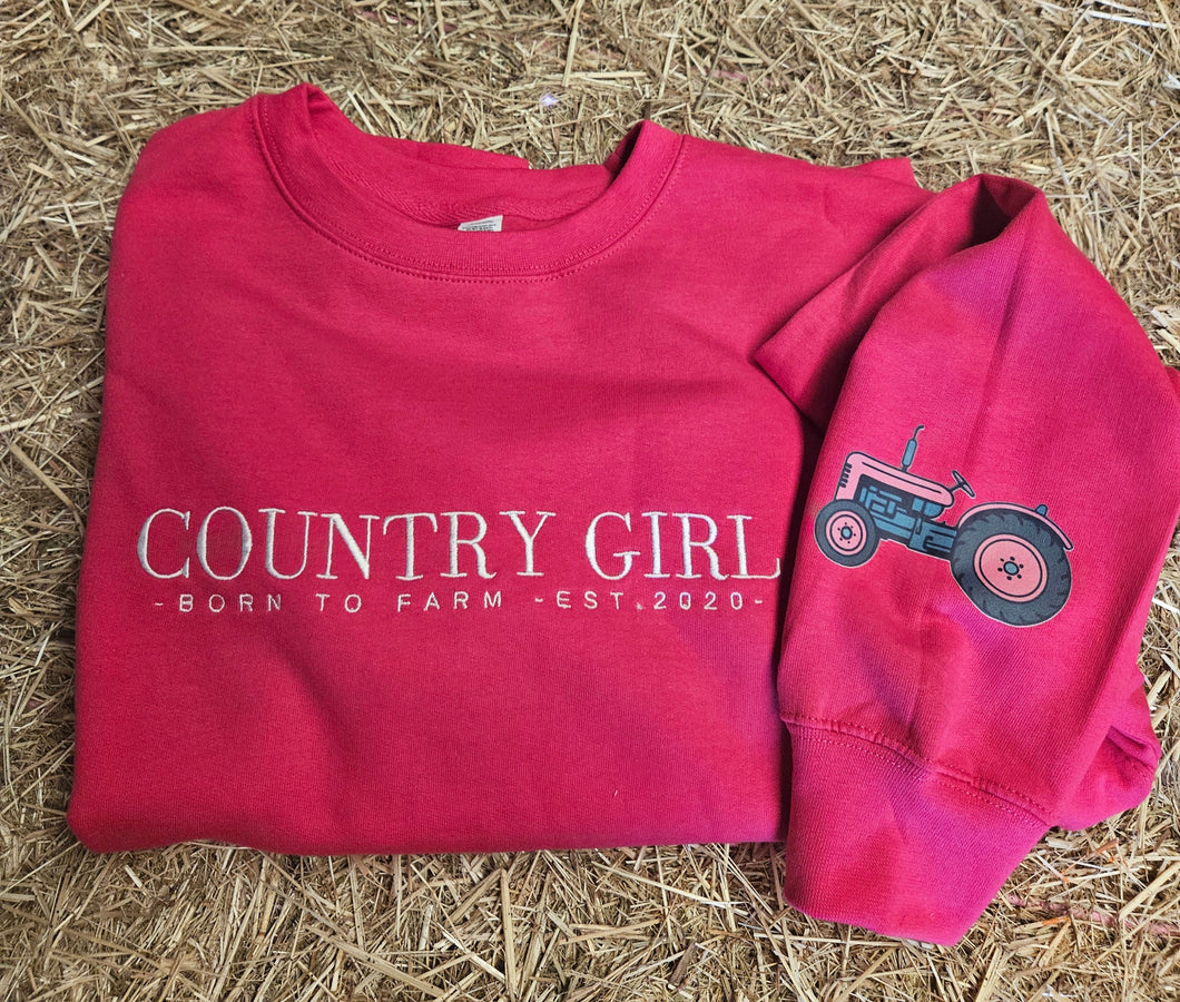 Country Girl Sweatshirt - Pink Tractor