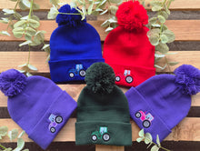 Load image into Gallery viewer, Coloured Tractor bobble Hats
